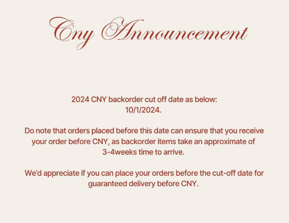 An example of a backorder notice from the Summerveil shop.